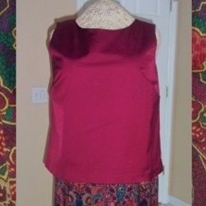 Wine Color Satin Lined Sleeveless Shell